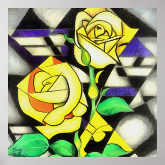 Rosas Amarillas Resumen Arte Geométrico