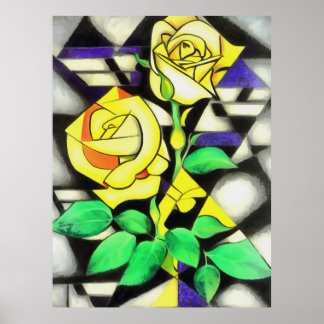 Rosas Amarillas Resumen Arte Geométrico