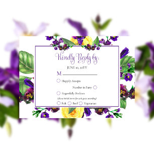 Rosas Amarillas Violets Boho Floral Wedding RSVP