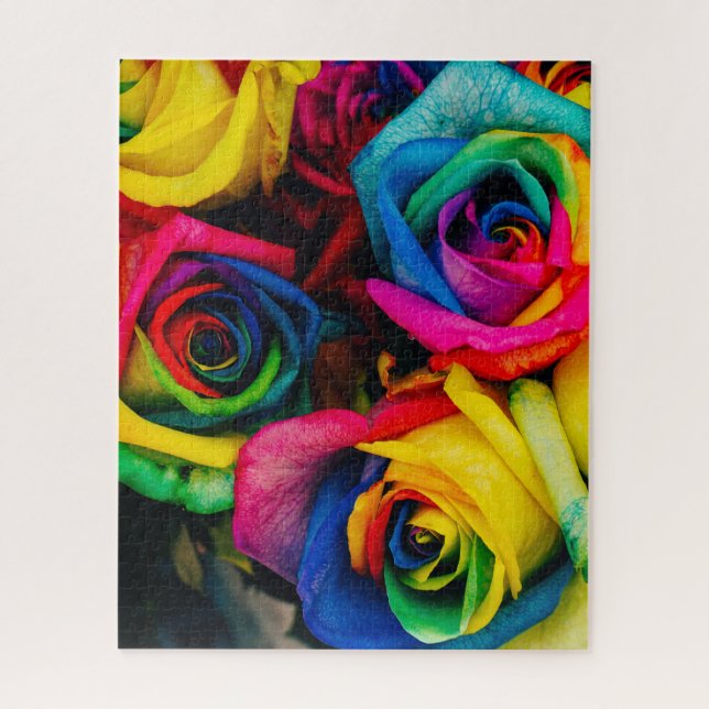 Rosas arcoiris Desafío rompecabezas de 16" x 20" (Vertical)