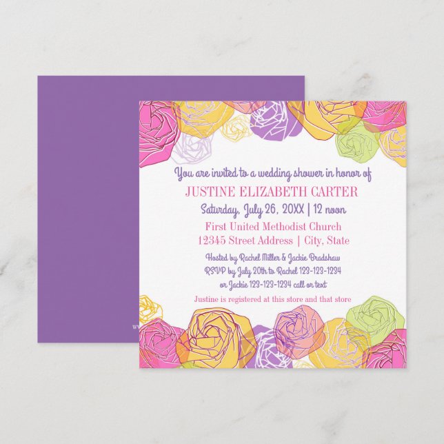 Rosas Artísticas - Invitación a Despedida de Solte (Anverso / Reverso)