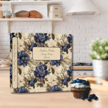 Rosas Azules Elegantes Patrón Floral Vintage