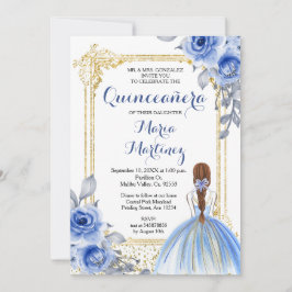 Rosas azules Flores Quinceañera Invitación