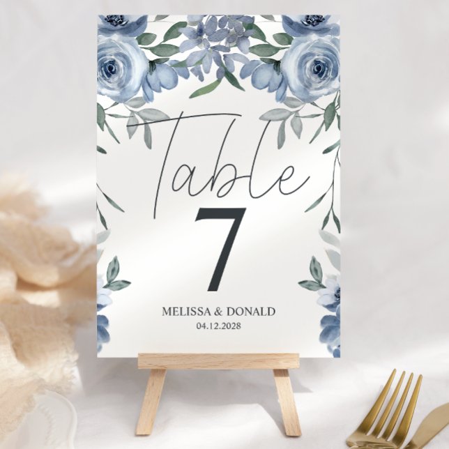 Rosas Azules Polvorientas Número de Mesa de Boda F (Subido por el creador)