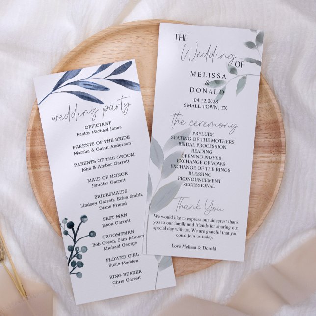Rosas Azules Polvorientas Programa de Boda Simple  (Subido por el creador)