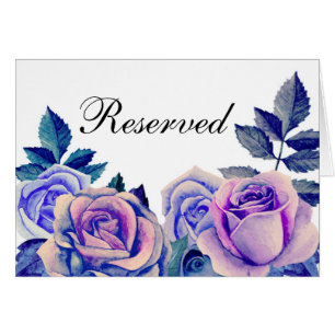 Rosas azules y morados. signo de reserva de boda
