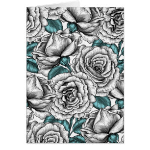 Rosas blancas con hojas azules