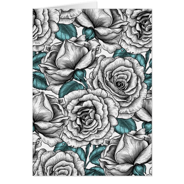 Rosas blancas con hojas azules (Frente)