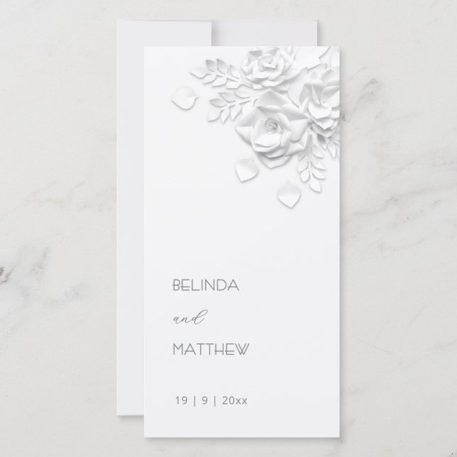 Rosas Blancas Cortadas Simples | Programa de Boda (Anverso)