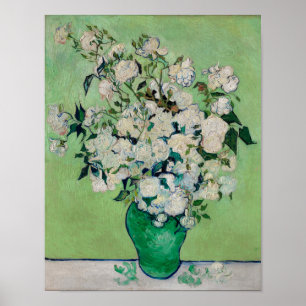 Rosas blancas de Van Gogh - Arte floral en jarrón