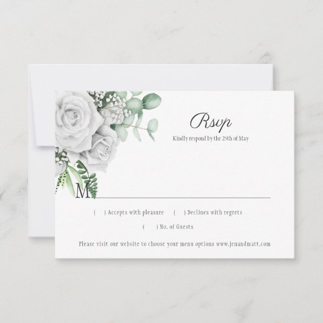 Rosas blancas Eucalyptus Lattice RSVP (Anverso)