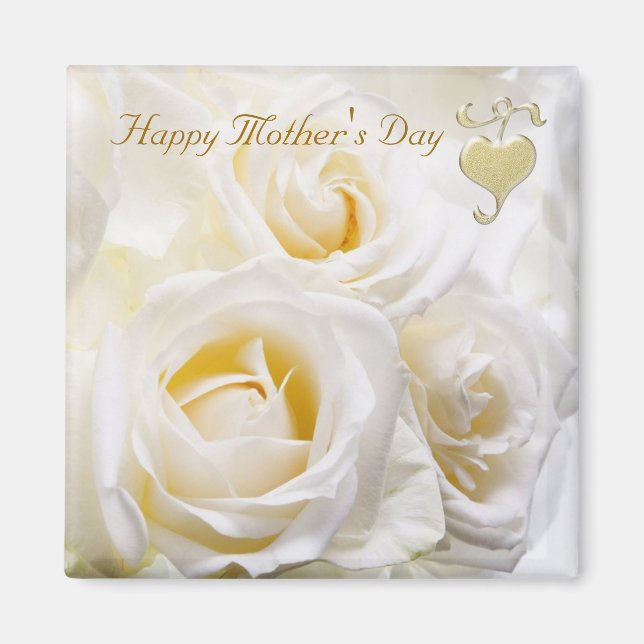 Rosas Blancas - Imán del Día de la Madre (Frente)