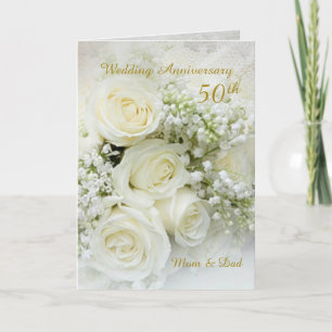 Rosas blancas, tarjeta de aniversario de bodas núm
