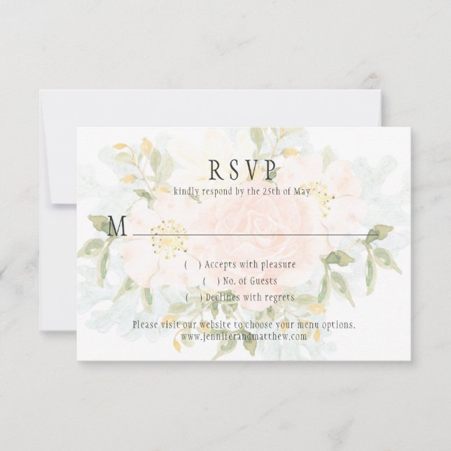 Rosas blandos de barrido y verde coincidente RSVP (Anverso)