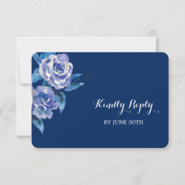 Rosas Blue Silver Wedding RSVP