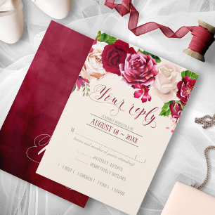 Rosas Borgoña/Boda crema RSVP ID584