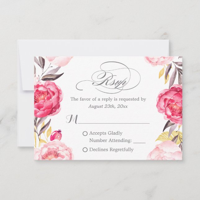 Rosas botánicos románticos Swash floral RSVP (Anverso)