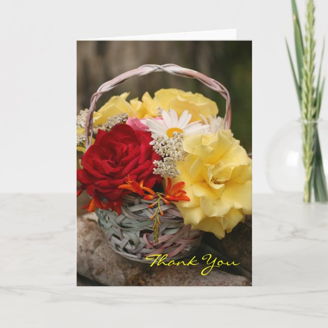 Rosas Bouquet gracias tarjeta en blanco (Anverso)