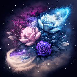 Rosas brillando en el rompecabezas del cielo noctu