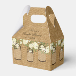 rosas burlap caja de favores de frasco de máscaras