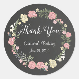 Rosas Chalkboard Pegatinas redondos