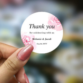 Rosas color agua rosa Pegatina redondo