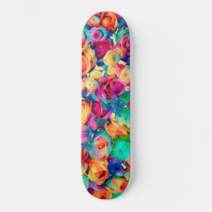 Rosas coloridos Bouquet Skateboard - Arte