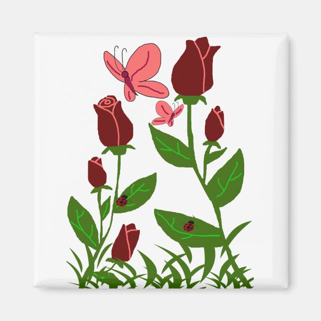 Rosas con imán de mariposas (Frente)