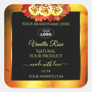 Rosas con logotipo de etiquetas de productos de má