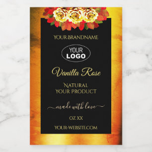 Rosas con logotipo de etiquetas de productos de má