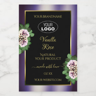 Rosas con logotipo de etiquetas de productos morad