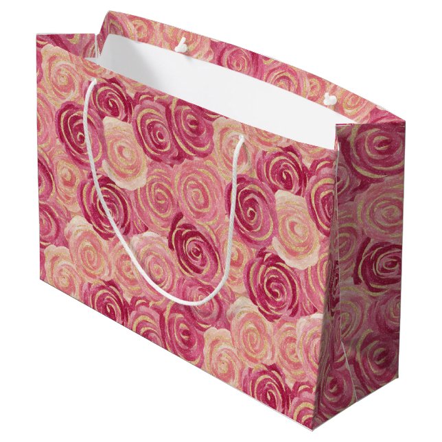Rosas con pintura de bonito imprimen bolsa de rega (Angulo reverso)