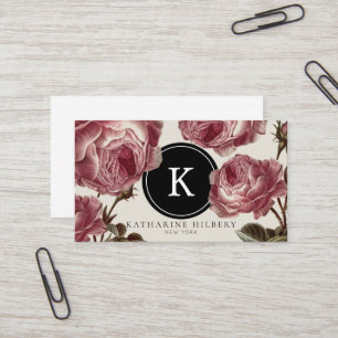 Rosas con tarjeta de visita Monograma Negro