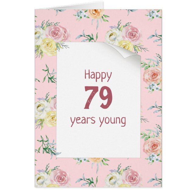 Rosas de acuarela 79º cumpleaños (Frente)