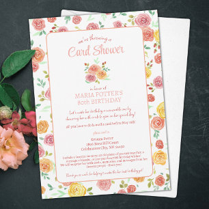 Rosas de acuarela 80ª ducha de tarjetas de cumplea