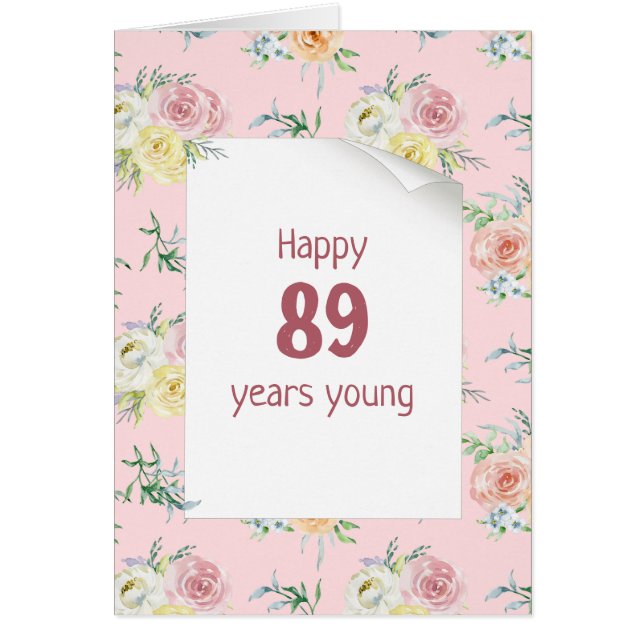 Rosas de acuarela 89º cumpleaños (Frente)