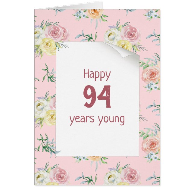 Rosas de acuarela 94º cumpleaños (Frente)