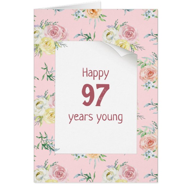 Rosas de acuarela 97º cumpleaños (Frente)