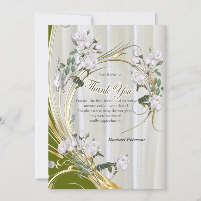 Rosas de acuarela blanca pintados en la seda de Ch (Anverso)