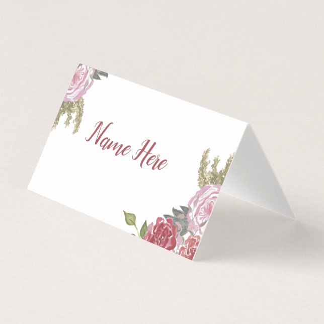 Rosas de acuarela Colocar tarjetas (Anverso)