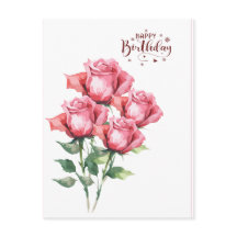 Rosas de acuarela de color rosa suave Tarjeta post