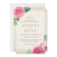 Rosas de acuarela e invitaciones de matrimonio Pur
