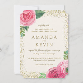 Rosas de acuarela e invitaciones de matrimonio Pur
