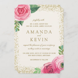 Rosas de acuarela e invitaciones de matrimonio Pur