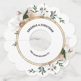 Rosas de acuarela Elegance Boda Vidrio Etiqueta