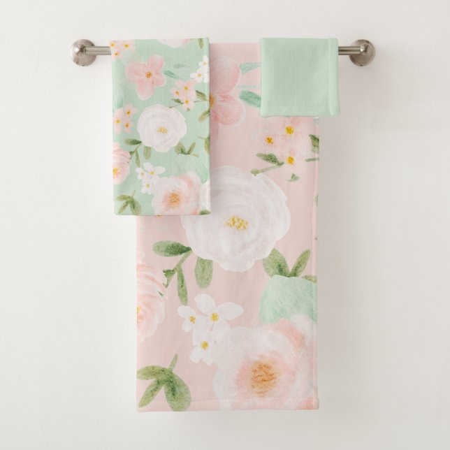 Rosas de acuarela florecen en rosa y rosa (In situ)