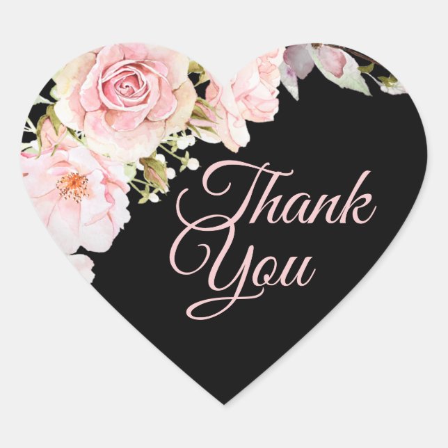 Rosas de acuarela Gracias Pegatinas (Anverso)