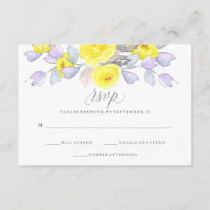 Rosas de acuarela   Morado amarillo y gris   RSVP