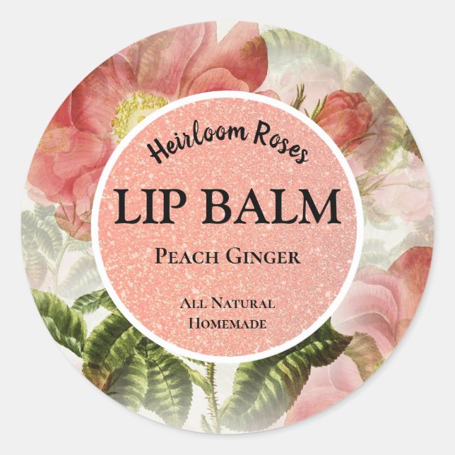 Rosas de acuarela Pegatinas de productos de balm (Anverso)