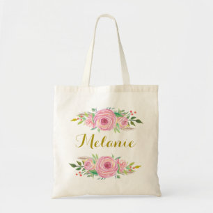 Rosas de acuarela personalizados Bolsa de tote flo
